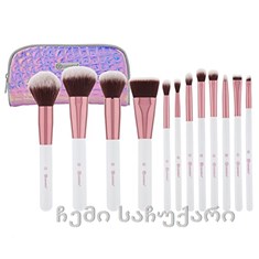 BH cosmetics Crystal Quartz 12 Piece Brush Set and Bag/ფუნჯების ნაკრები 12ც